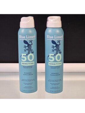 Pack 2 Blue Lizard Australian Sunscreen Sensitive Mineral SPF 50+ Unscented 5 OZ